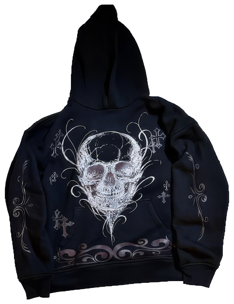 BLACK SKULL CROSSES HOODIE