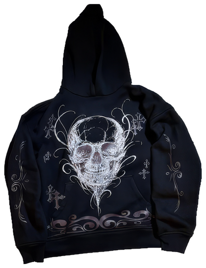 BLACK SKULL CROSSES HOODIE