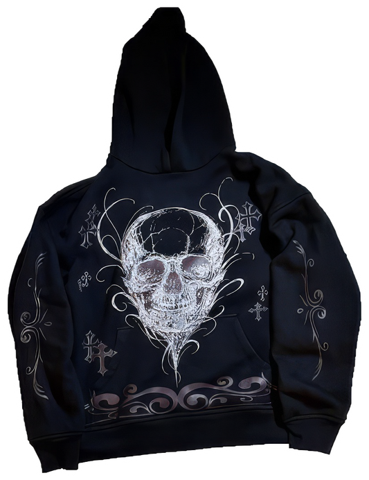 BLACK SKULL CROSSES HOODIE