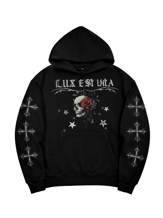 LUX EST VITA BLACK HOODIE