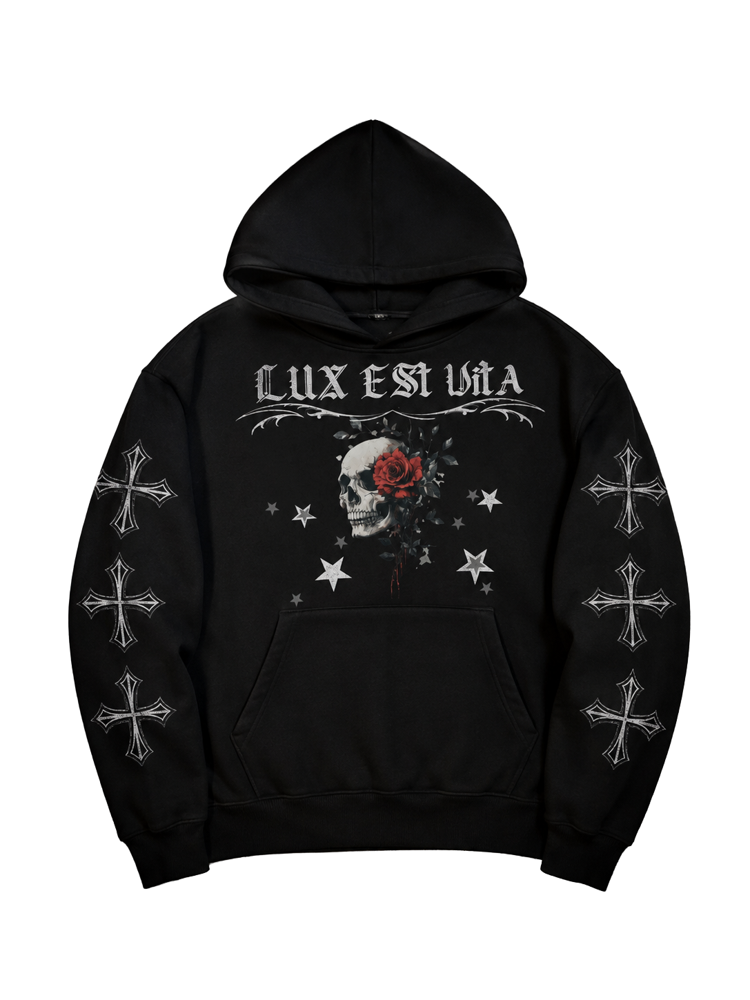 LUX EST VITA BLACK HOODIE