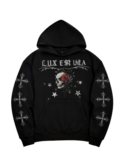LUX EST VITA BLACK HOODIE