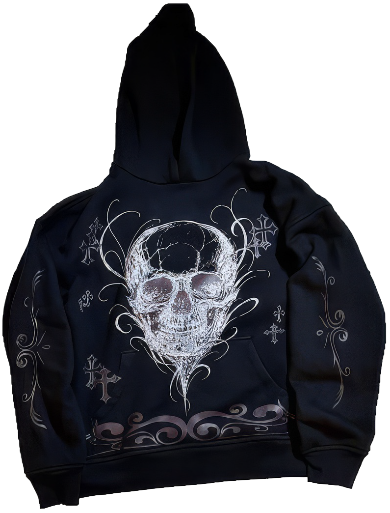 BLACK SKULL CROSSES HOODIE