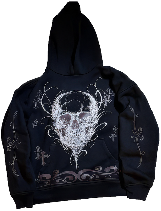 BLACK SKULL CROSSES HOODIE